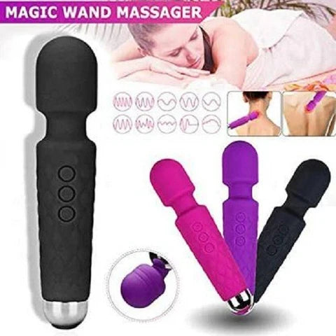 A1🔋 Handheld Electric Back Massager 💆‍♂️ – 8 Speeds ⚡ | 20 Modes 🔄 – Rechargeable 🔄 & Waterproof 💧 & Quiet 🤫 – Deep Tissue Neck & Back Massager 🖤 (Black)