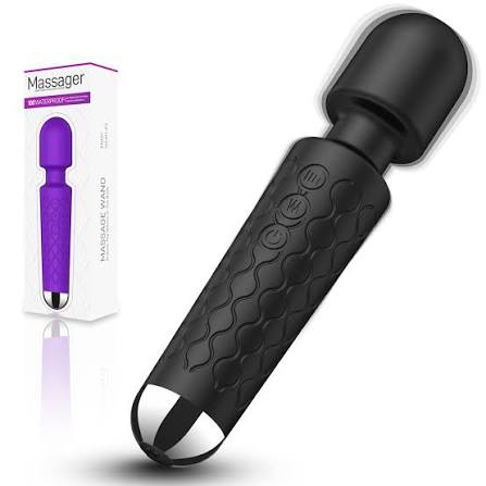 A1🔋 Handheld Electric Back Massager 💆‍♂️ – 8 Speeds ⚡ | 20 Modes 🔄 – Rechargeable 🔄 & Waterproof 💧 & Quiet 🤫 – Deep Tissue Neck & Back Massager 🖤 (Black)